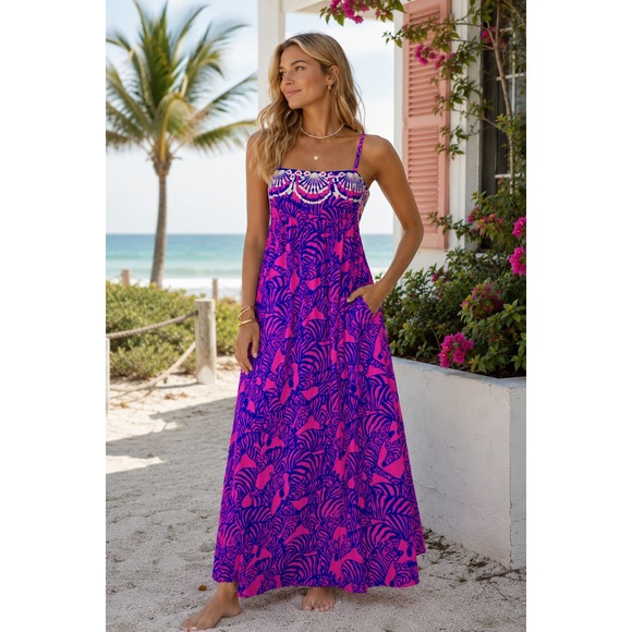 Lilly Pulitzer Dresses & Skirts - Lilly Pulitzer Dress Women Size 12 Pink Zebra Print Bernadetta Preppy Maxi